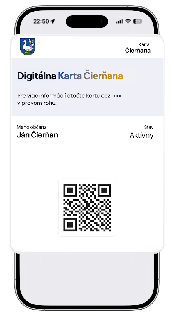 Karta Čierňana v mobilu